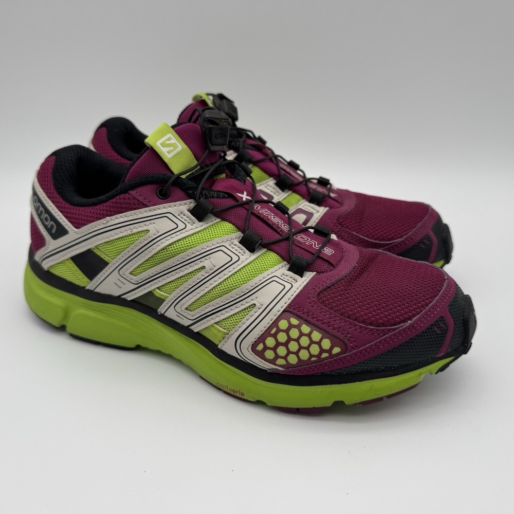 Salomon X-Mission 2 Women's 8 City Trail Green/Maroon Athletic Shoes Quicklace